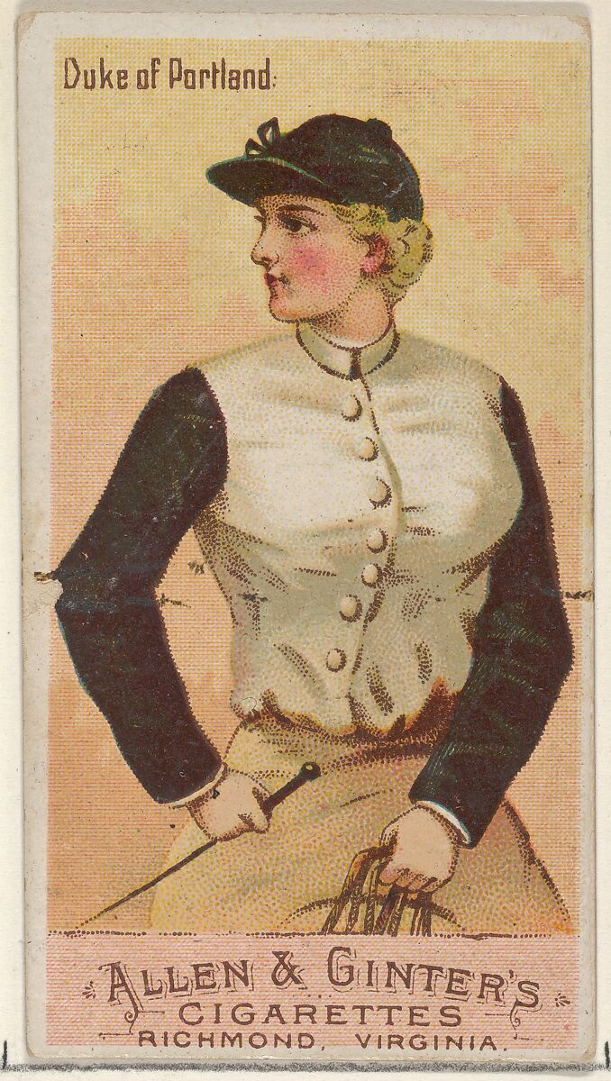 Duke of Portland, from the Racing Colors of the World series (N22a) for Allen & Ginter Cigarettes, Allen &amp; Ginter (American, Richmond, Virginia), Commercial color lithograph 