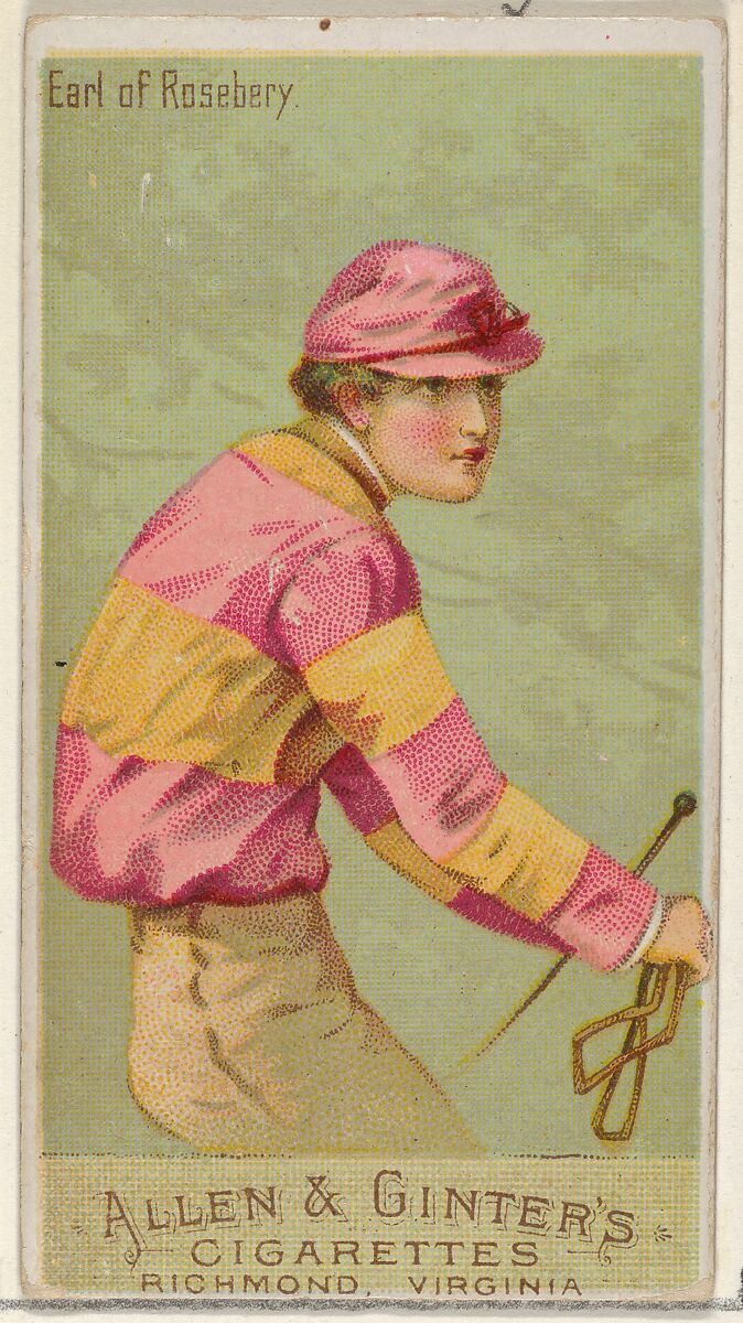 Duke of Rosebery, from the Racing Colors of the World series (N22a) for Allen & Ginter Cigarettes, Allen &amp; Ginter (American, Richmond, Virginia), Commercial color lithograph 