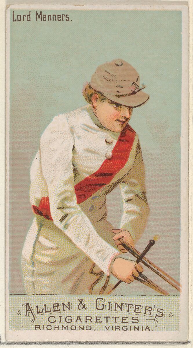Lord Manners, from the Racing Colors of the World series (N22a) for Allen & Ginter Cigarettes, Allen &amp; Ginter (American, Richmond, Virginia), Commercial color lithograph 