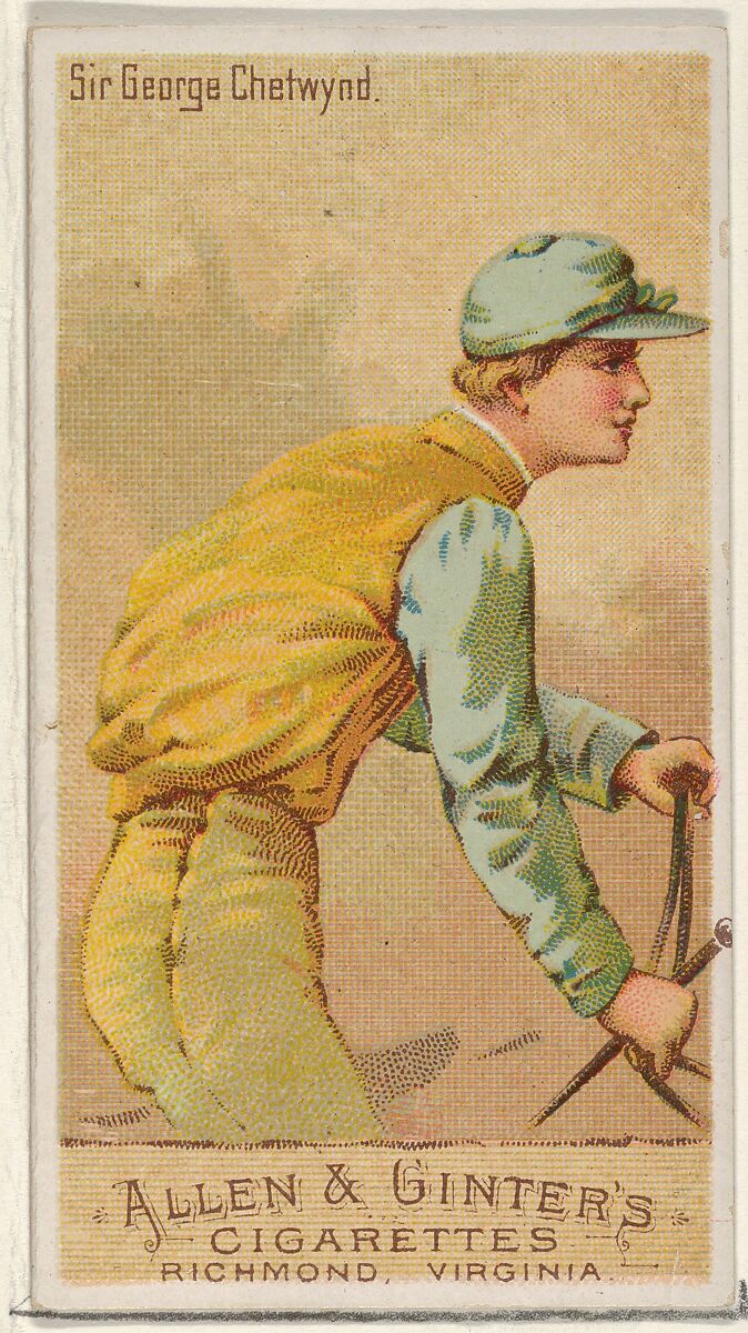 Sir George Chetwynd, from the Racing Colors of the World series (N22a) for Allen & Ginter Cigarettes, Allen &amp; Ginter (American, Richmond, Virginia), Commercial color lithograph 