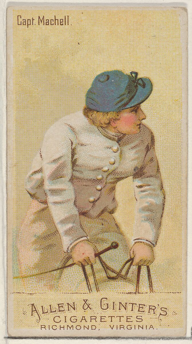 Captain Machell, from the Racing Colors of the World series (N22a) for Allen & Ginter Cigarettes, Allen &amp; Ginter (American, Richmond, Virginia), Commercial color lithograph 
