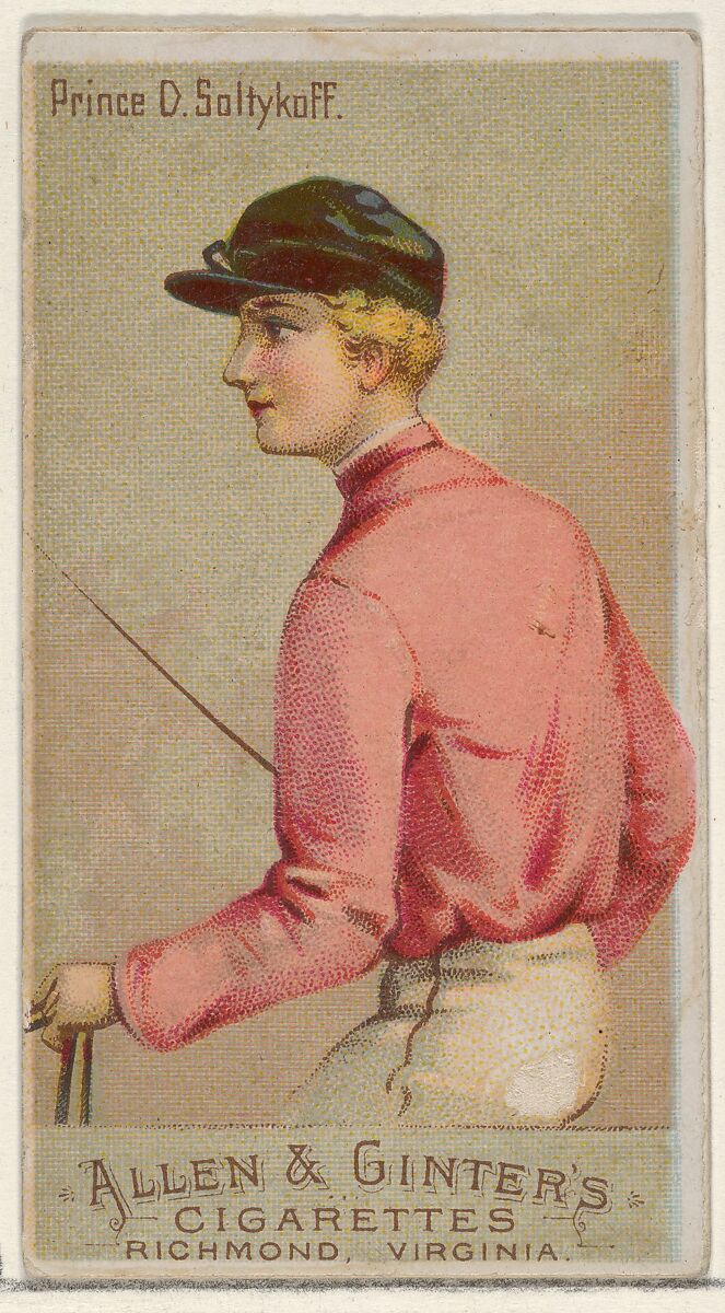 Prince D. Saltykoff, from the Racing Colors of the World series (N22a) for Allen & Ginter Cigarettes, Allen &amp; Ginter (American, Richmond, Virginia), Commercial color lithograph 