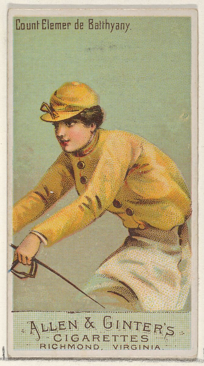 Count Elemer de Batthyany, from the Racing Colors of the World series (N22a) for Allen & Ginter Cigarettes, Allen &amp; Ginter (American, Richmond, Virginia), Commercial color lithograph 
