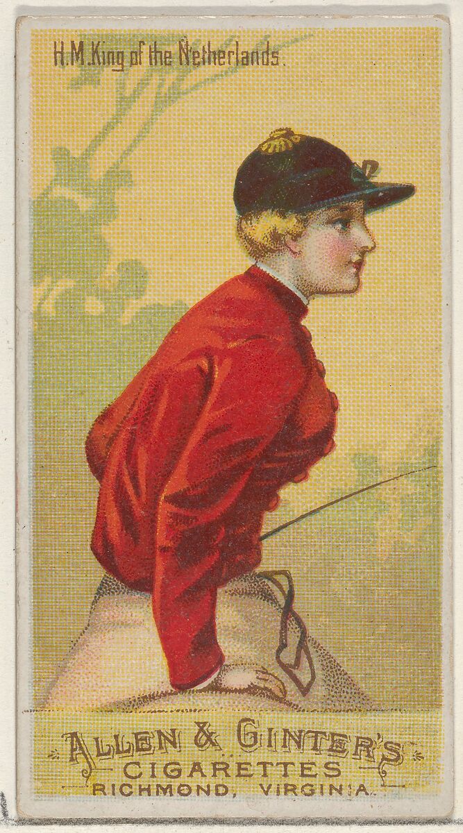 H.M. King of the Netherlands, from the Racing Colors of the World series (N22a) for Allen & Ginter Cigarettes, Allen &amp; Ginter (American, Richmond, Virginia), Commercial color lithograph 