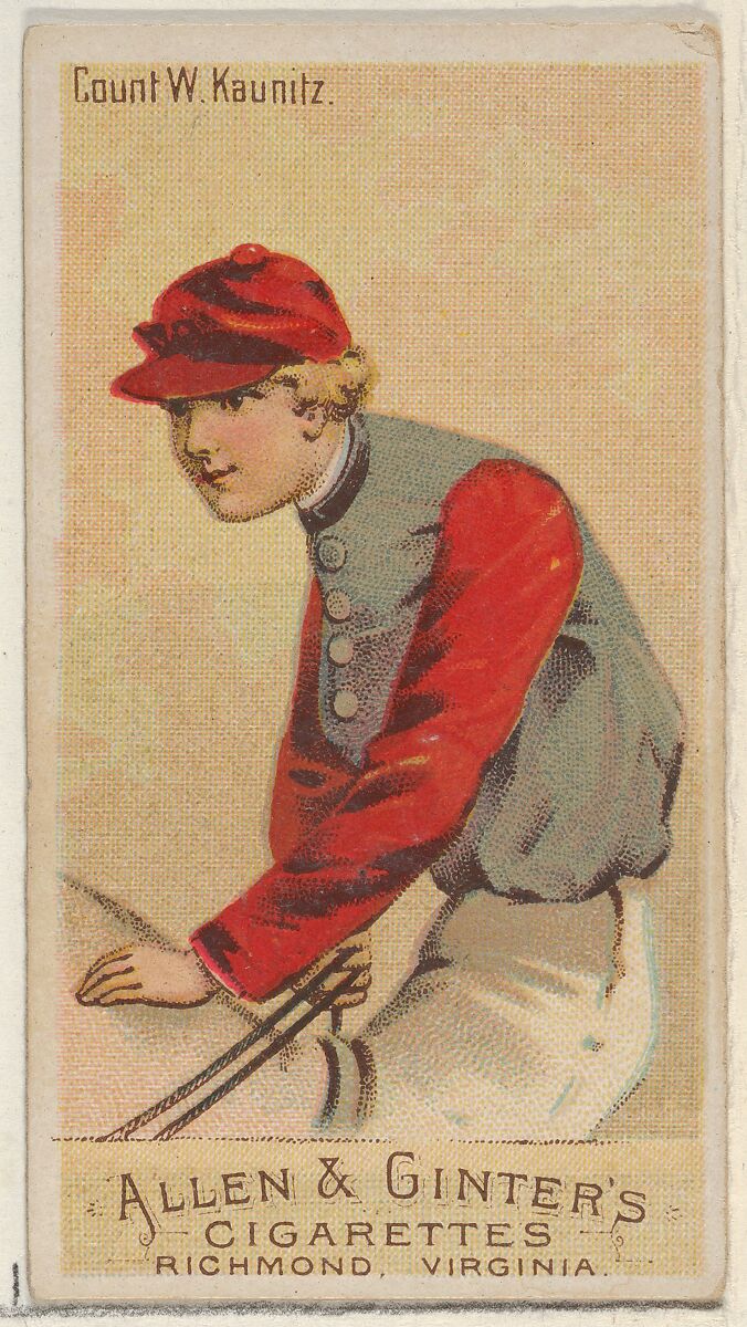 Count W. Kaunitz, from the Racing Colors of the World series (N22a) for Allen & Ginter Cigarettes, Allen &amp; Ginter (American, Richmond, Virginia), Commercial color lithograph 