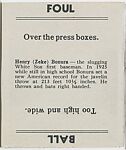 Henry Bonura; verso; Foul/Ball, Goudey Gum Company  American, Commercial lithograph