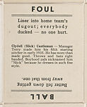 Clydell Castleman; verso: Foul/Ball, Goudey Gum Company  American, Commercial lithograph