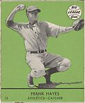 Frank Hayes, Athletics, Catcher (Card #13, Green), Goudey Gum Company, Commercial color lithograph 
