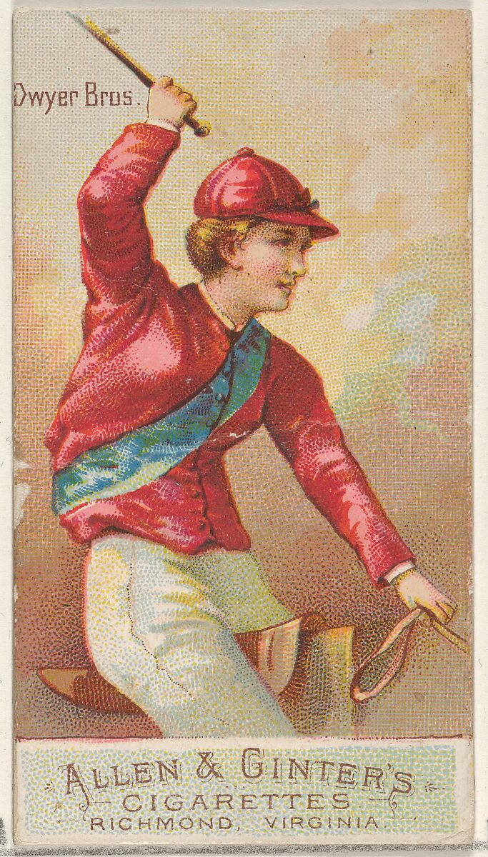 Dwyer Brothers, from the Racing Colors of the World series (N22b) for Allen & Ginter Cigarettes, Allen &amp; Ginter (American, Richmond, Virginia), Commercial color lithograph 