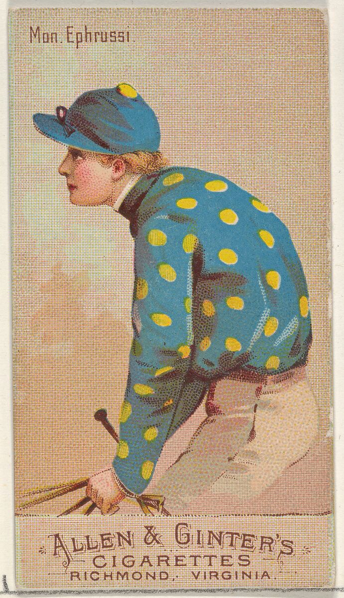 Mon. Ephrussi, from the Racing Colors of the World series (N22b) for Allen & Ginter Cigarettes, Allen &amp; Ginter (American, Richmond, Virginia), Commercial color lithograph 