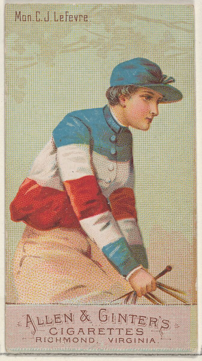 Mon. C.J. Lefevre, from the Racing Colors of the World series (N22b) for Allen & Ginter Cigarettes, Allen &amp; Ginter (American, Richmond, Virginia), Commercial color lithograph 