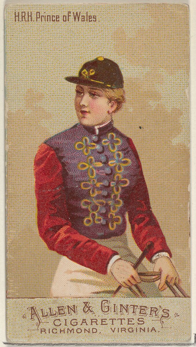 H.R.H. Prince of Wales, from the Racing Colors of the World series (N22b) for Allen & Ginter Cigarettes, Allen &amp; Ginter (American, Richmond, Virginia), Commercial color lithograph 