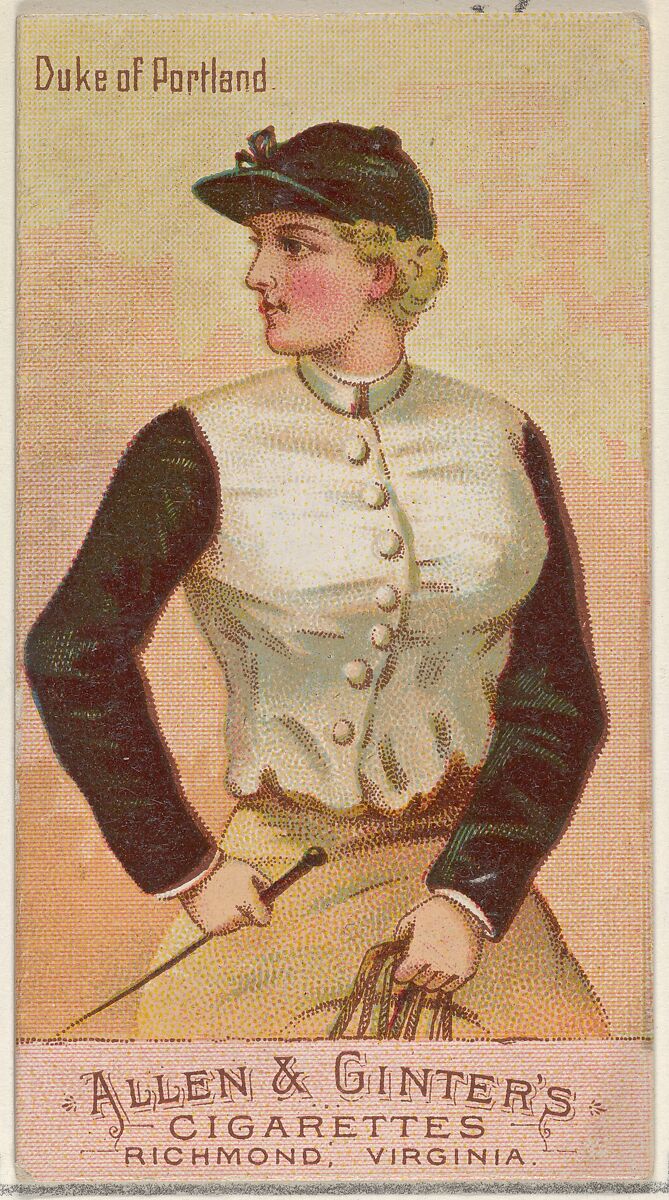Duke of Portland, from the Racing Colors of the World series (N22b) for Allen & Ginter Cigarettes, Allen &amp; Ginter (American, Richmond, Virginia), Commercial color lithograph 