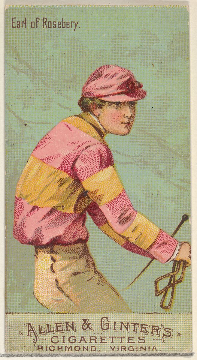Duke of Rosebery, from the Racing Colors of the World series (N22b) for Allen & Ginter Cigarettes, Allen &amp; Ginter (American, Richmond, Virginia), Commercial color lithograph 
