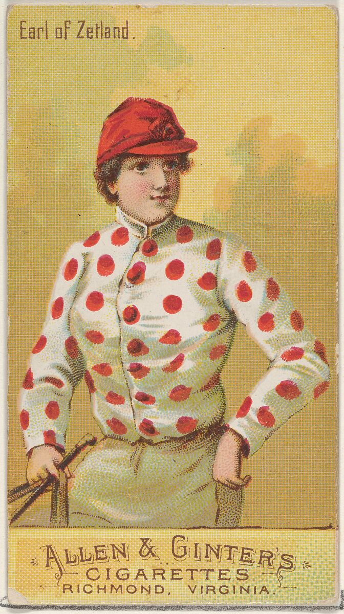 Earl of Zetland, from the Racing Colors of the World series (N22b) for Allen & Ginter Cigarettes, Allen &amp; Ginter (American, Richmond, Virginia), Commercial color lithograph 