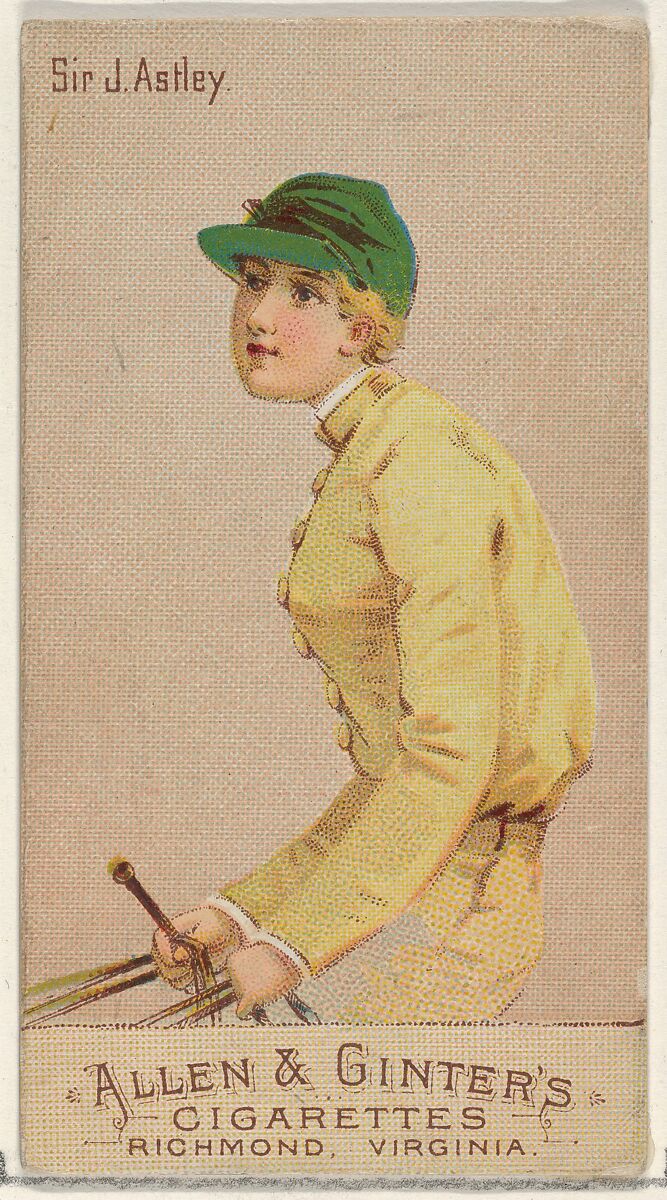 Sir J. Astley, from the Racing Colors of the World series (N22b) for Allen & Ginter Cigarettes, Allen &amp; Ginter (American, Richmond, Virginia), Commercial color lithograph 