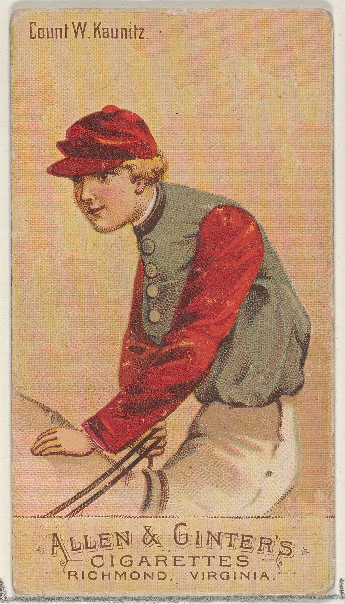 Count W. Kaunitz, from the Racing Colors of the World series (N22b) for Allen & Ginter Cigarettes, Allen &amp; Ginter (American, Richmond, Virginia), Commercial color lithograph 