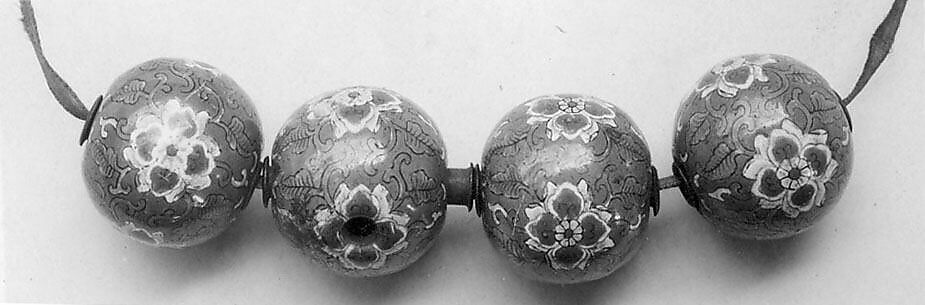 Beads (four), Painted enamel, China 