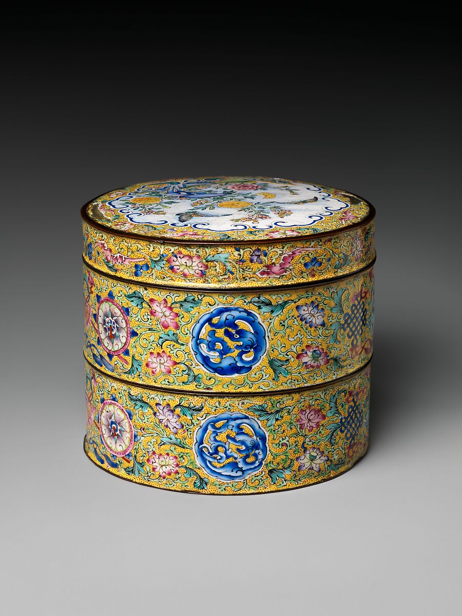 Covered Box, Painted enamel on copper, China