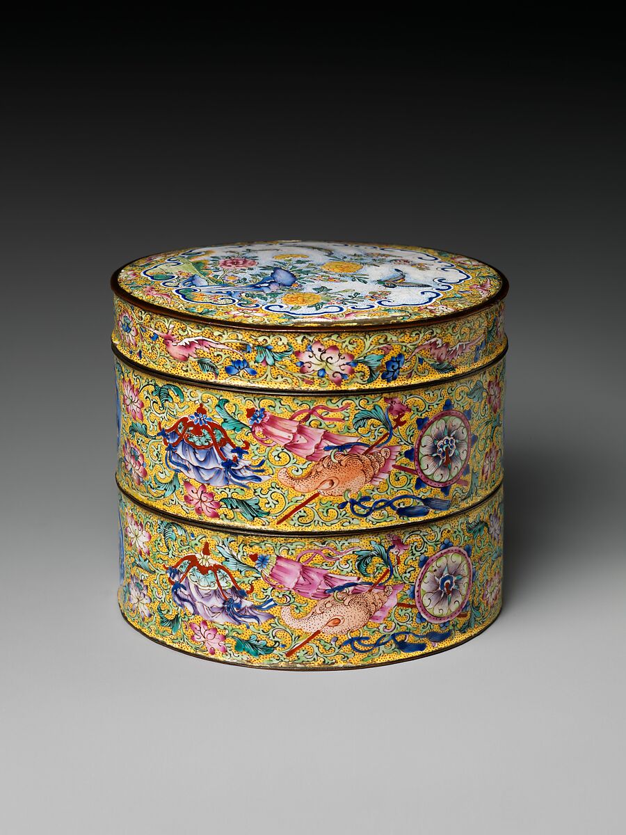 Covered Box, Painted enamel on copper, China