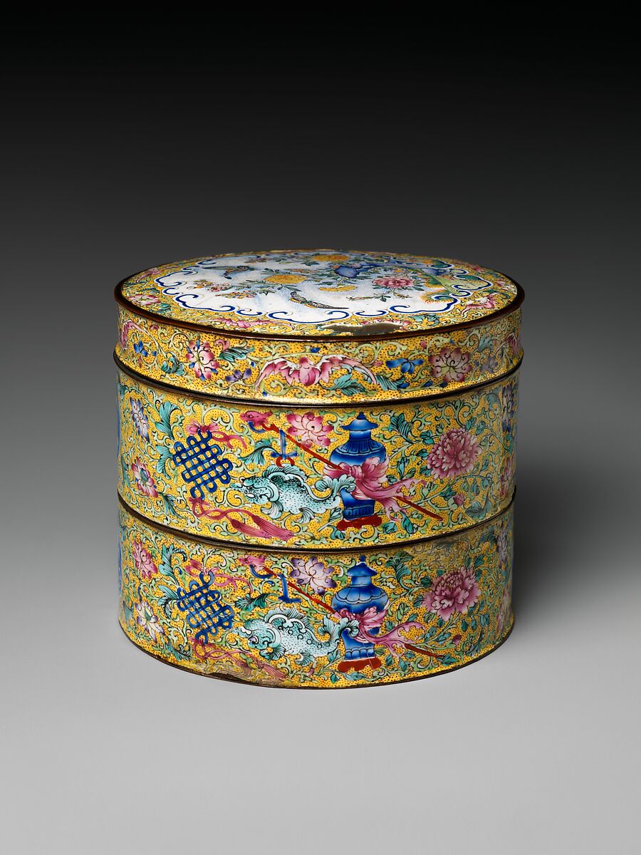 Covered Box, Painted enamel on copper, China
