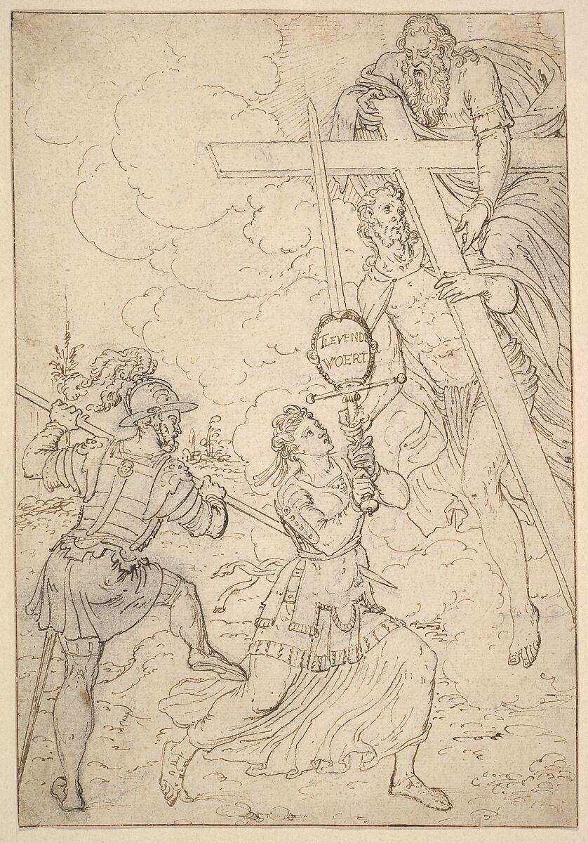 A Reformational Allegory, Dirck Pietersz. Crabeth (Netherlandish, Gouda 1501–1574 Gouda), Pen and two shades of brown ink, over black chalk; framing line in pen and brown ink, by a later hand 