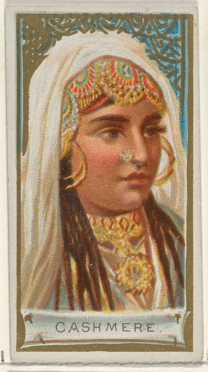 Cashmere, from the Types of All Nations series (N24) for Allen & Ginter Cigarettes, Allen &amp; Ginter (American, Richmond, Virginia), Commercial color lithograph 