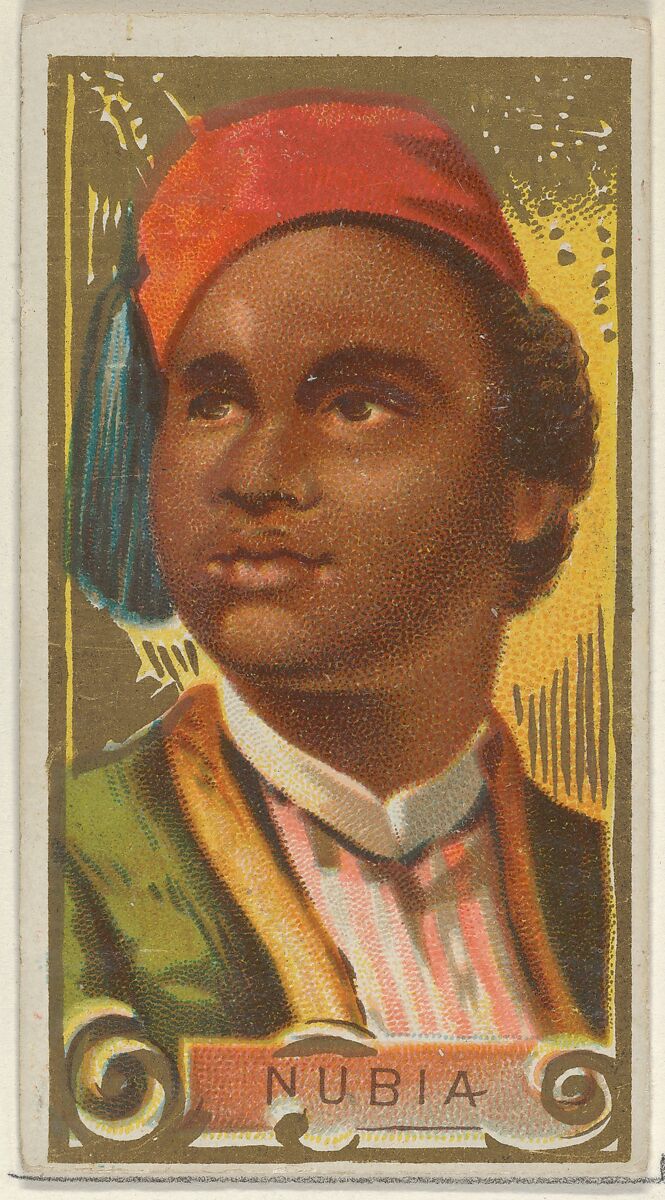 Nubia, from the Types of All Nations series (N24) for Allen & Ginter Cigarettes, Allen &amp; Ginter (American, Richmond, Virginia), Commercial color lithograph 