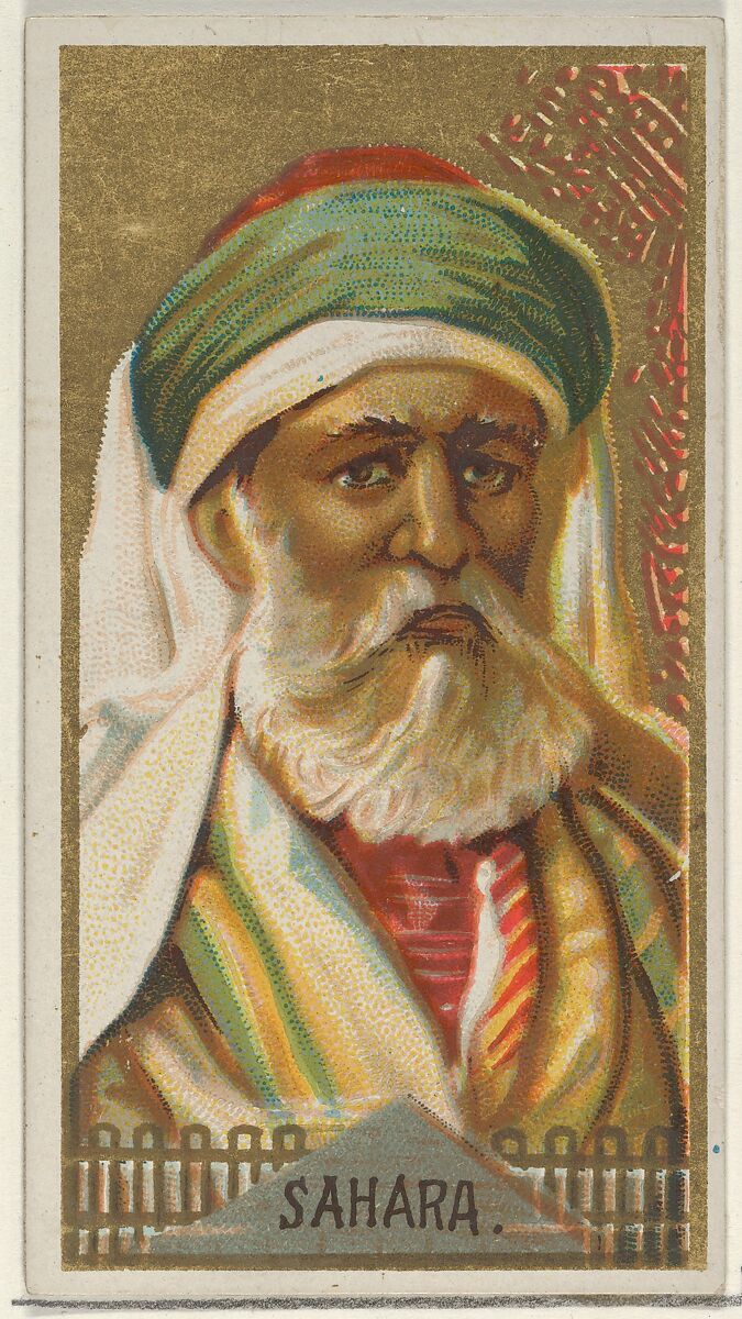 Sahara, from the Types of All Nations series (N24) for Allen & Ginter Cigarettes, Allen &amp; Ginter (American, Richmond, Virginia), Commercial color lithograph 