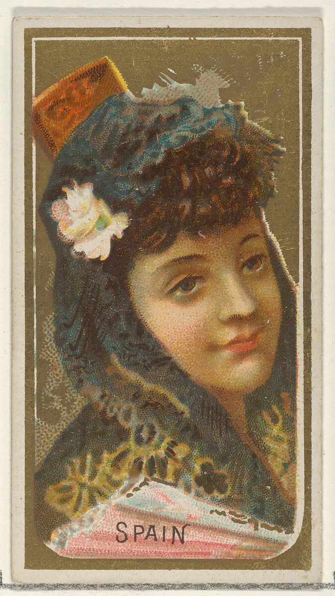 Spain, from the Types of All Nations series (N24) for Allen & Ginter Cigarettes, Allen &amp; Ginter (American, Richmond, Virginia), Commercial color lithograph 