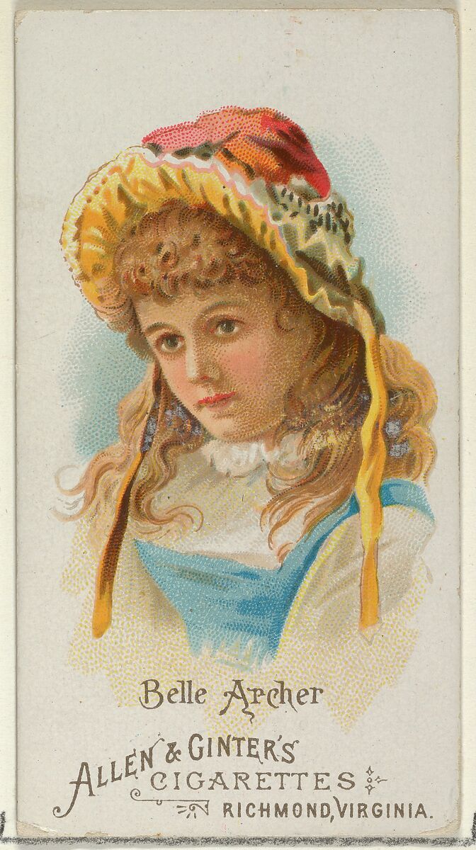 Belle Archer, from World's Beauties, Series 1 (N26) for Allen & Ginter Cigarettes, Allen &amp; Ginter (American, Richmond, Virginia), Commercial color lithograph 