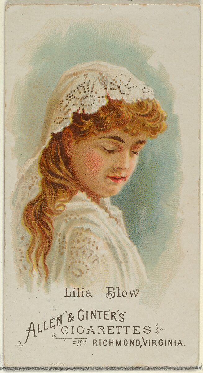Lilia Blow, from World's Beauties, Series 1 (N26) for Allen & Ginter Cigarettes, Allen &amp; Ginter (American, Richmond, Virginia), Commercial color lithograph 