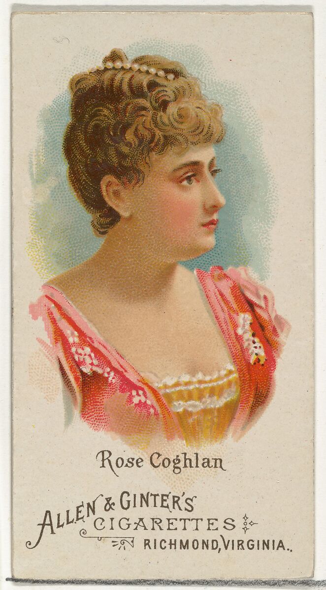 Rose Coghlan, from World's Beauties, Series 1 (N26) for Allen & Ginter Cigarettes, Allen &amp; Ginter (American, Richmond, Virginia), Commercial color lithograph 