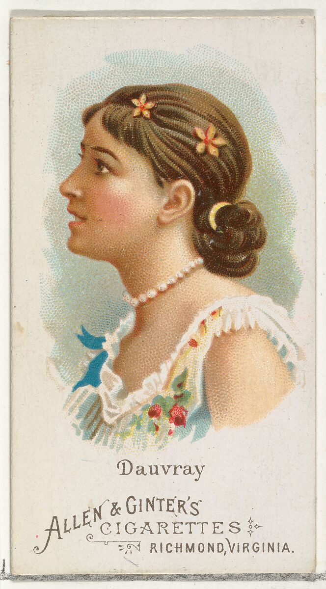 Helen Dauvray, from World's Beauties, Series 1 (N26) for Allen & Ginter Cigarettes, Allen &amp; Ginter (American, Richmond, Virginia), Commercial color lithograph 