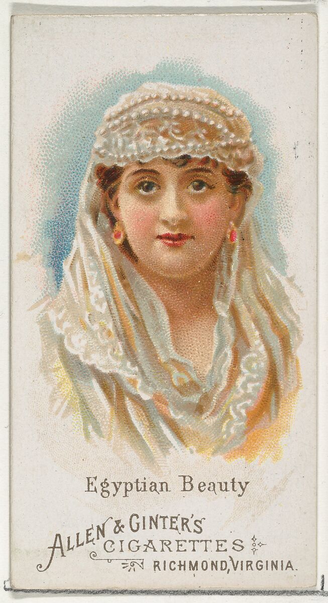 Egyptian Beauty, from World's Beauties, Series 1 (N26) for Allen & Ginter Cigarettes, Allen &amp; Ginter (American, Richmond, Virginia), Commercial color lithograph 