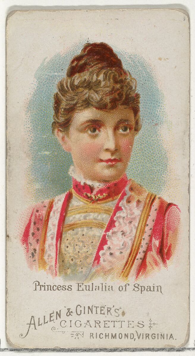 Princess Eulalia of Spain, from World's Beauties, Series 1 (N26) for Allen & Ginter Cigarettes, Allen &amp; Ginter (American, Richmond, Virginia), Commercial color lithograph 
