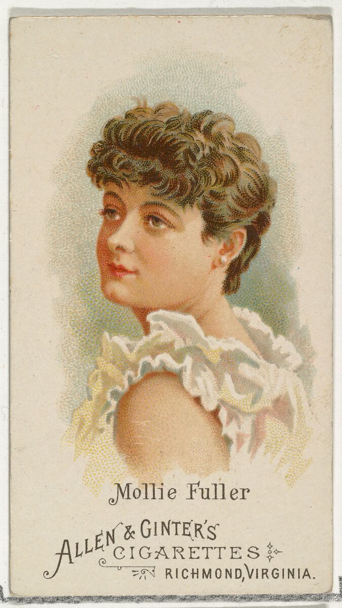 Mollie Fuller, from World's Beauties, Series 1 (N26) for Allen & Ginter Cigarettes, Allen &amp; Ginter (American, Richmond, Virginia), Commercial color lithograph 