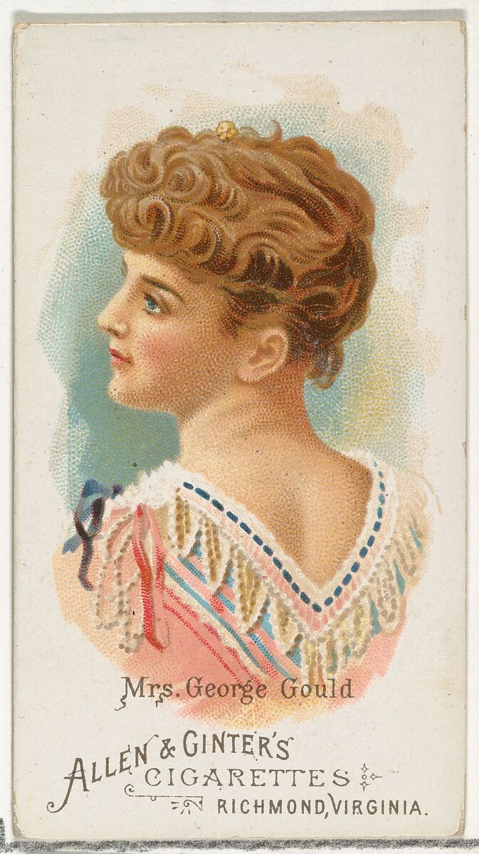 Mrs. George Gould (Edith M. Kingdon), from World's Beauties, Series 1 (N26) for Allen & Ginter Cigarettes, Allen &amp; Ginter (American, Richmond, Virginia), Commercial color lithograph 