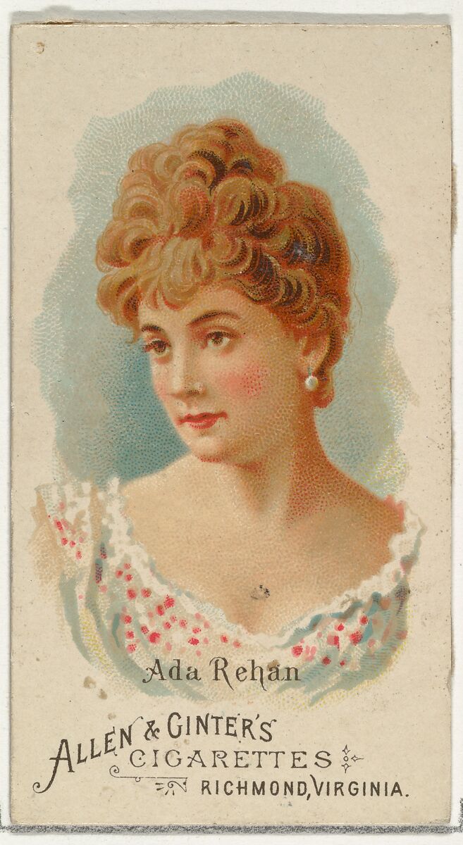 Ada Rehan, from World's Beauties, Series 1 (N26) for Allen & Ginter Cigarettes, Allen &amp; Ginter (American, Richmond, Virginia), Commercial color lithograph 