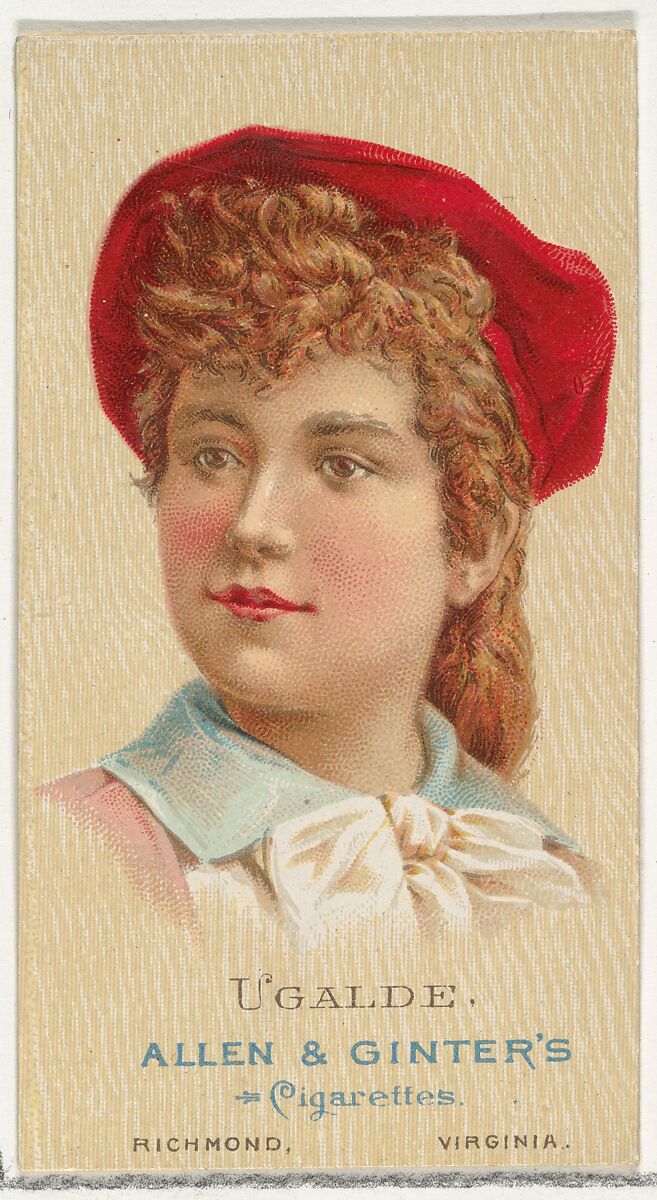 Ugalde, from World's Beauties, Series 2 (N27) for Allen & Ginter Cigarettes, Allen &amp; Ginter (American, Richmond, Virginia), Commercial color lithograph 