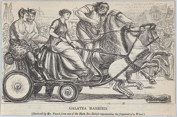 Galatea Married – Restored by Mr. Punch from one of the Elgin Bas-Reliefs representing the fragment of a Wheel (Punch, or the London Charivari, April 14, 1866, p. 151)