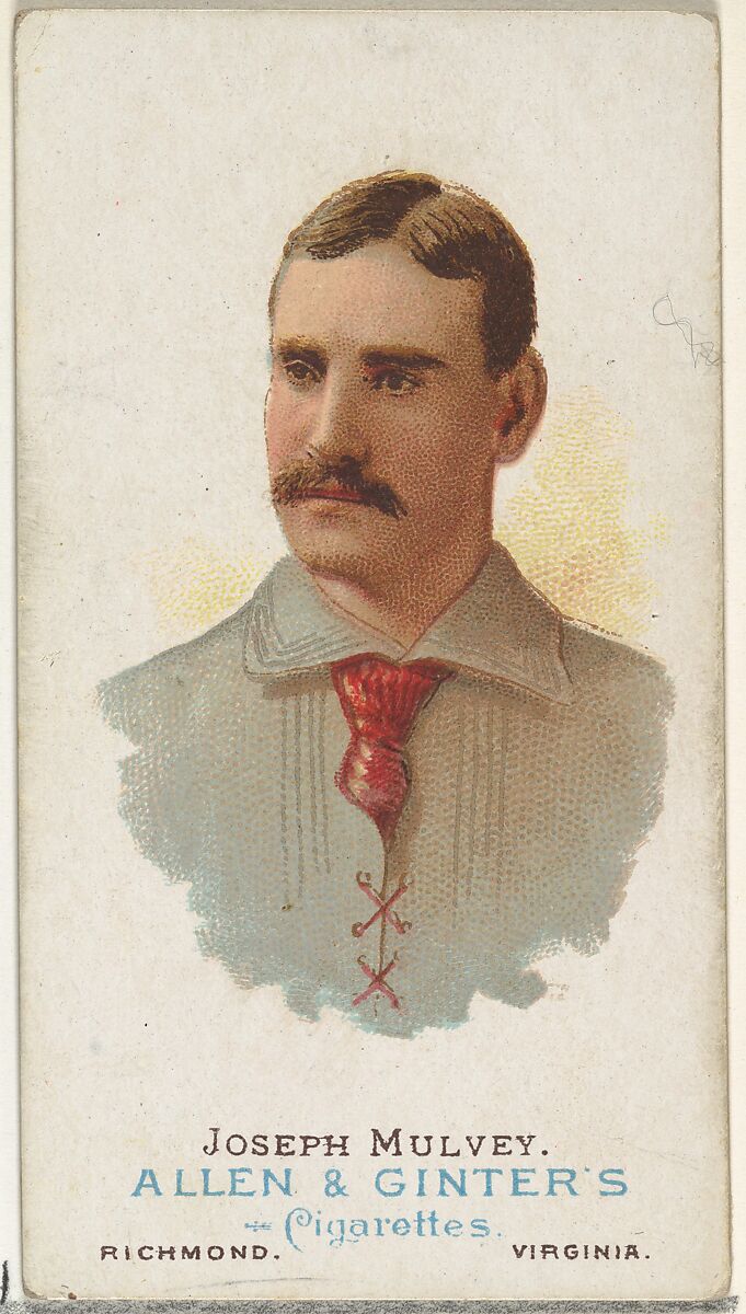Joseph Mulvey, Baseball Player, from World's Champions, Series 1 (N28) for Allen & Ginter Cigarettes, Allen &amp; Ginter (American, Richmond, Virginia), Commercial color lithograph 