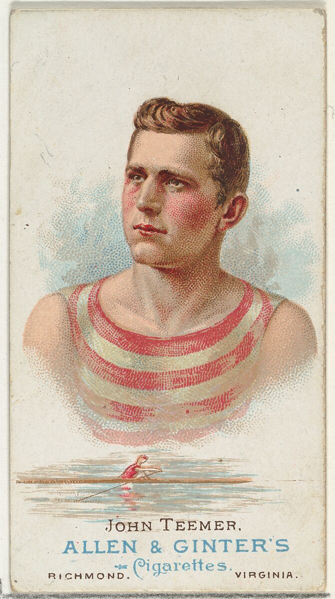 John Teemer, Oarsman, from World's Champions, Series 1 (N28) for Allen & Ginter Cigarettes, Allen &amp; Ginter (American, Richmond, Virginia), Commercial color lithograph 
