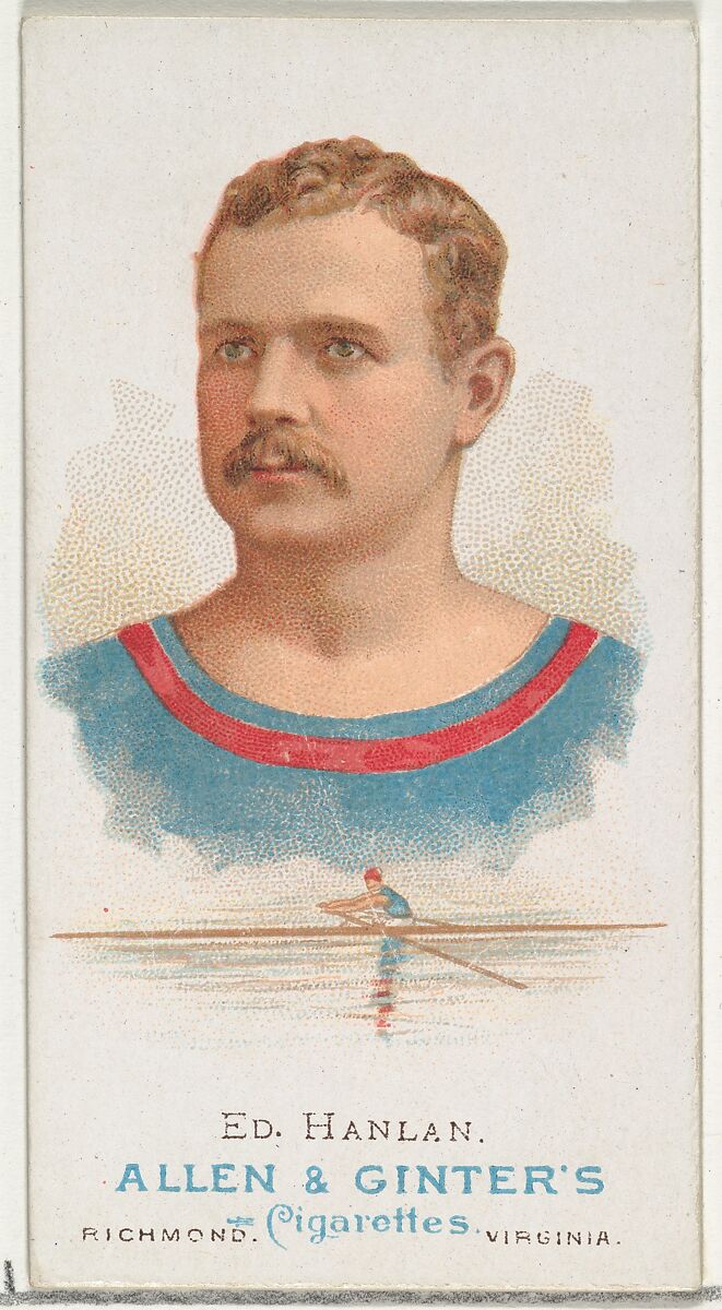 Edward "Ned" Hanlan, Oarsman, from World's Champions, Series 1 (N28) for Allen & Ginter Cigarettes, Allen &amp; Ginter (American, Richmond, Virginia), Commercial color lithograph 