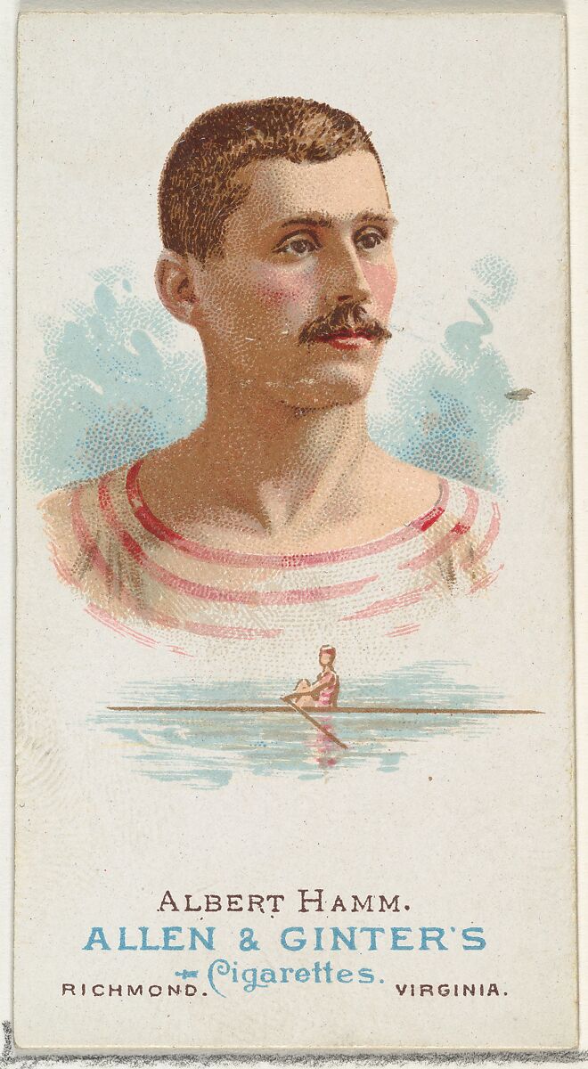 Albert Hamm, Oarsman, from World's Champions, Series 1 (N28) for Allen & Ginter Cigarettes, Allen &amp; Ginter (American, Richmond, Virginia), Commercial color lithograph 