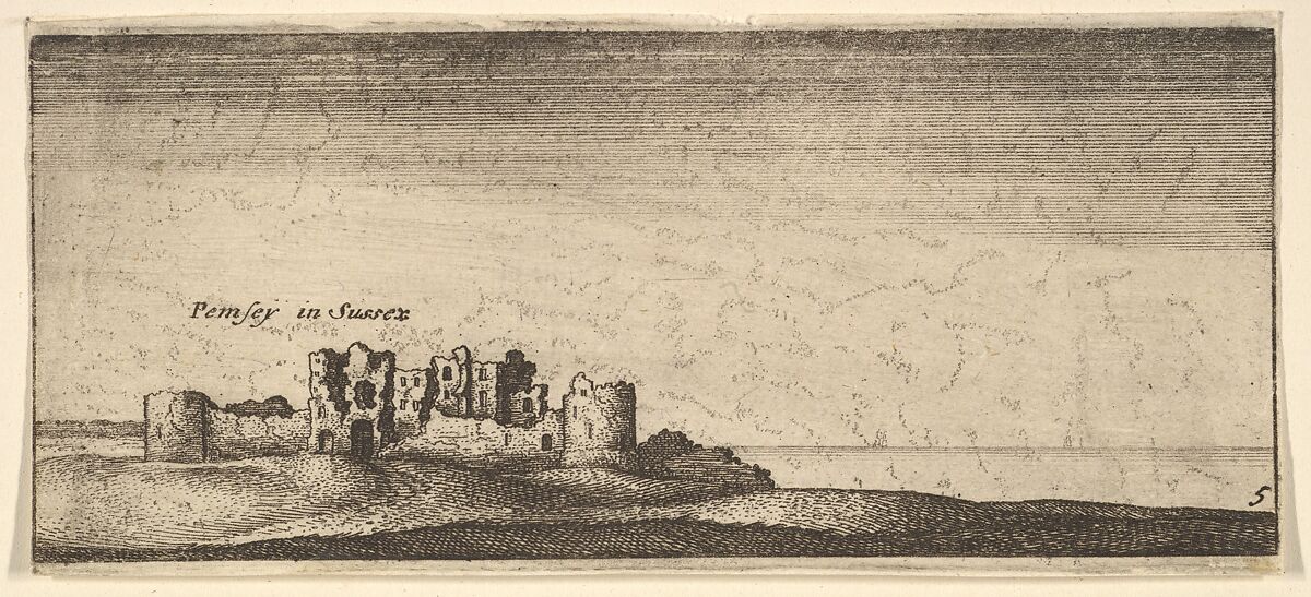 Pevensey Castle, from "English Views", Wenceslaus Hollar (Bohemian, Prague 1607–1677 London), Etching, third state of three 