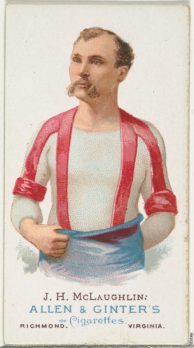 J.H. McLaughlin, Wrestler, from World's Champions, Series 1 (N28) for Allen & Ginter Cigarettes, Allen &amp; Ginter (American, Richmond, Virginia), Commercial color lithograph 