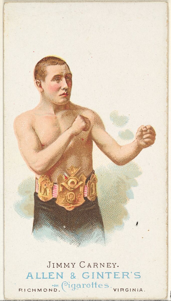 Jimmy Carney, Pugilist, from World's Champions, Series 1 (N28) for Allen & Ginter Cigarettes, Allen &amp; Ginter (American, Richmond, Virginia), Commercial color lithograph 
