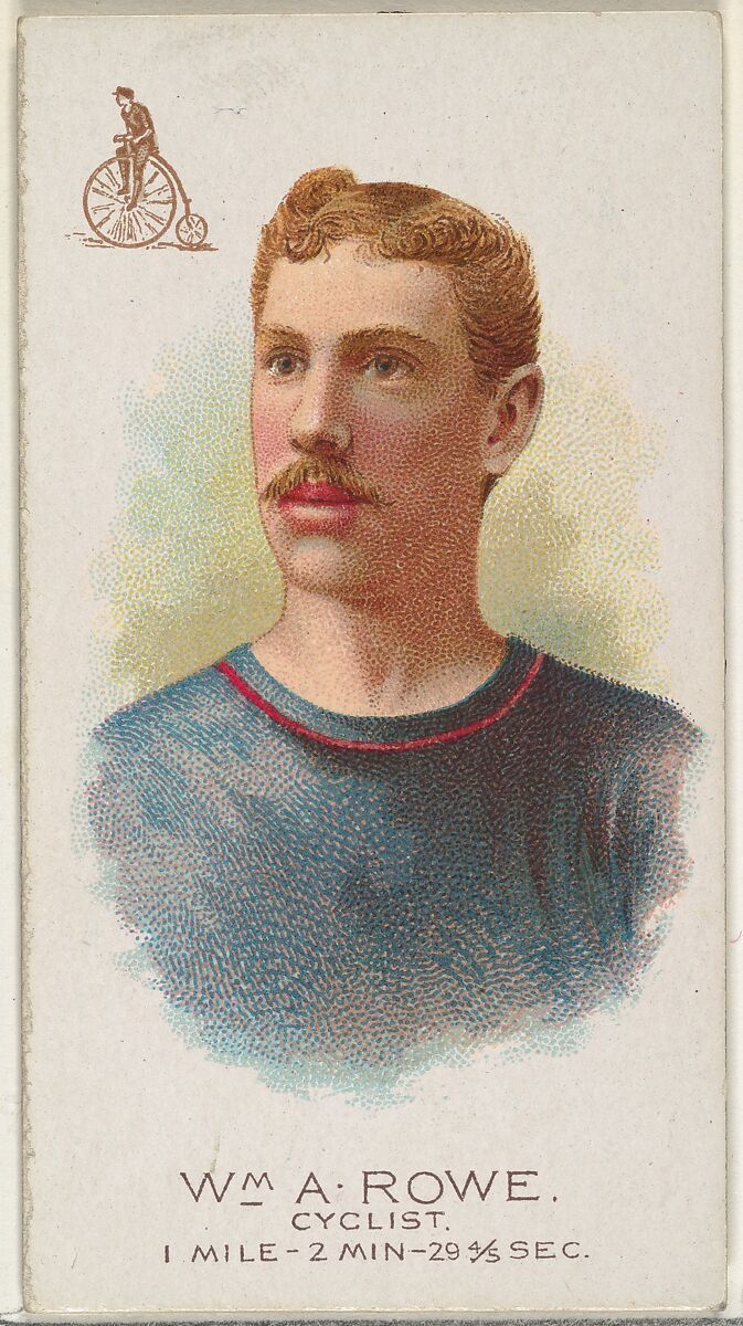 William A. Rowe, Cyclist, from World's Champions, Series 2 (N29) for Allen & Ginter Cigarettes, Allen &amp; Ginter (American, Richmond, Virginia), Commercial color lithograph 