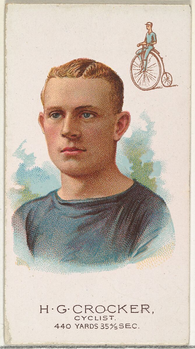 H.G. Crocker, Cyclist, from World's Champions, Series 2 (N29) for Allen & Ginter Cigarettes, Allen &amp; Ginter (American, Richmond, Virginia), Commercial color lithograph 